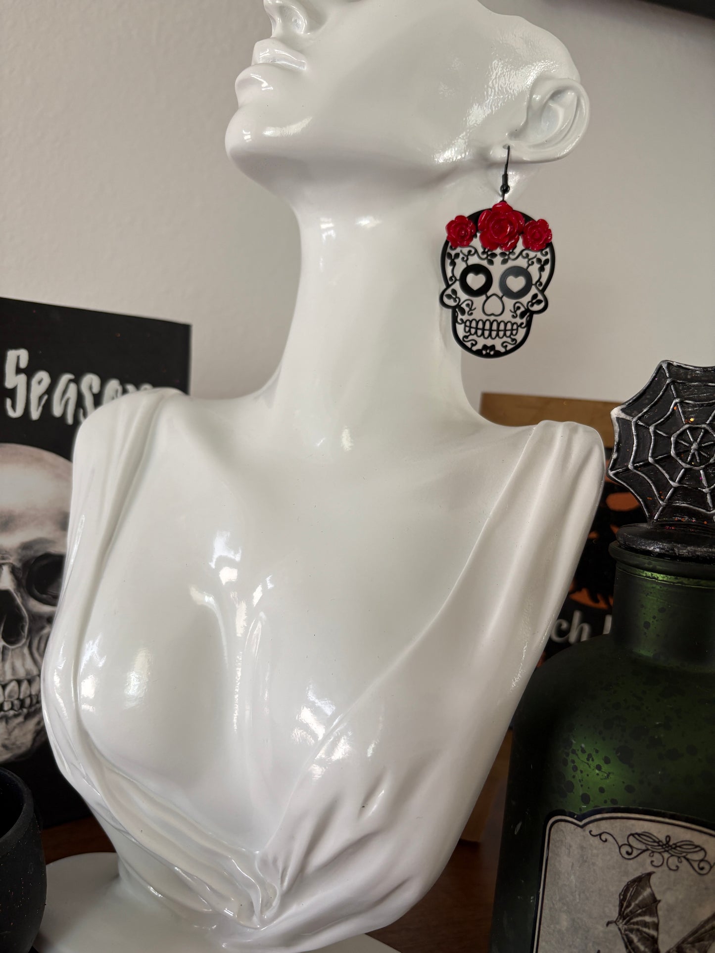 Halloween Earrings - Day of the Dead Sugar Skull Earrings