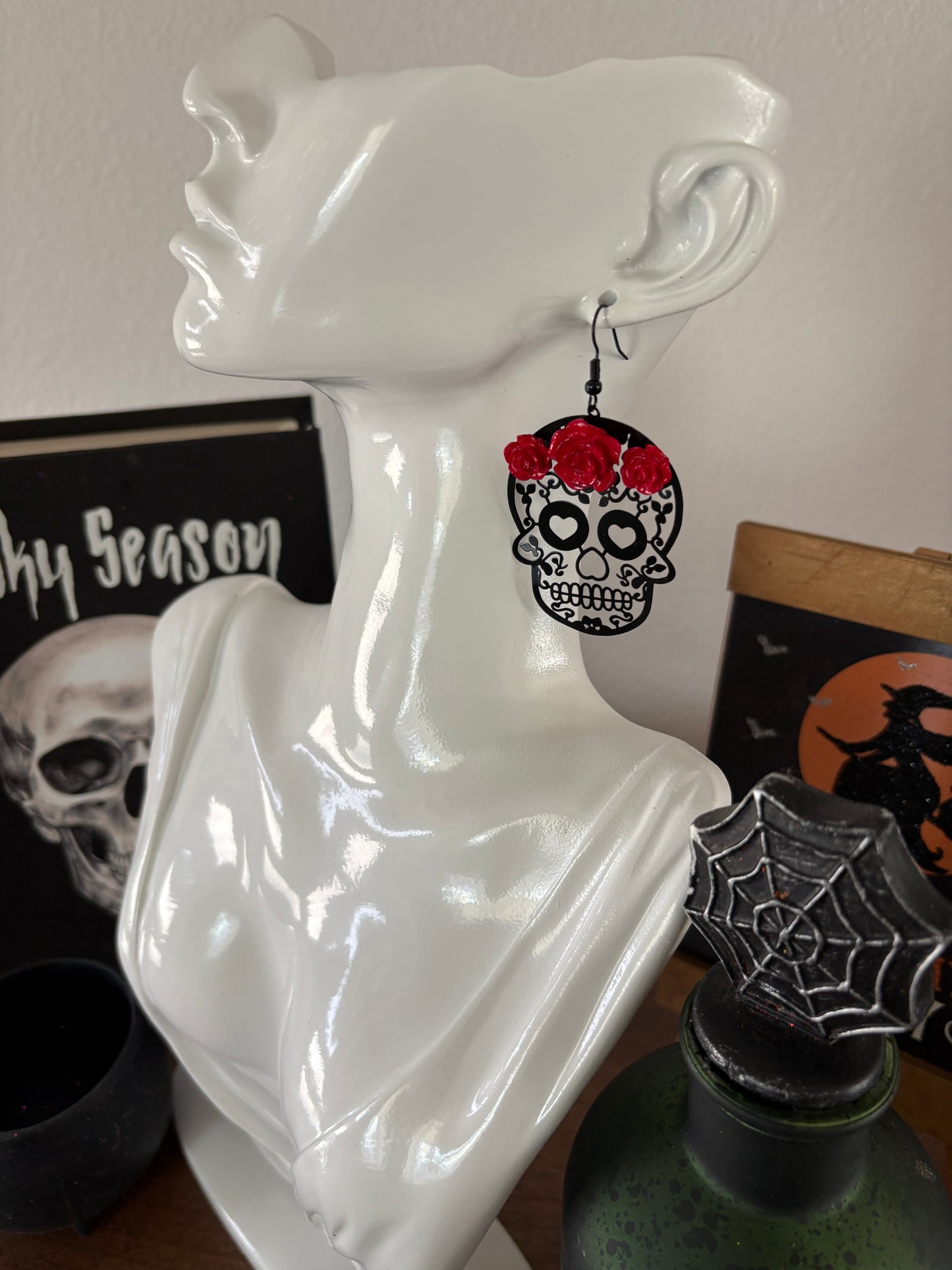 Halloween Earrings - Day of the Dead Sugar Skull Earrings