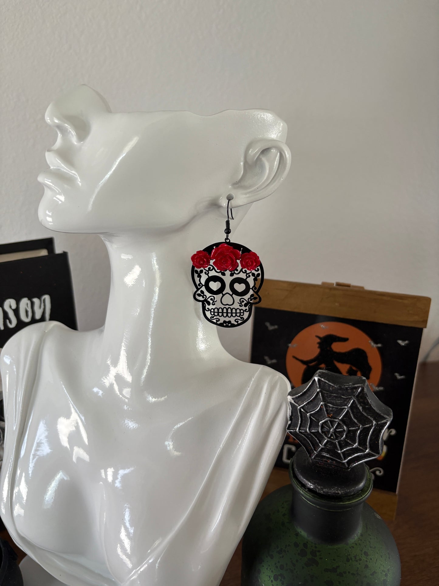 Halloween Earrings - Day of the Dead Sugar Skull Earrings