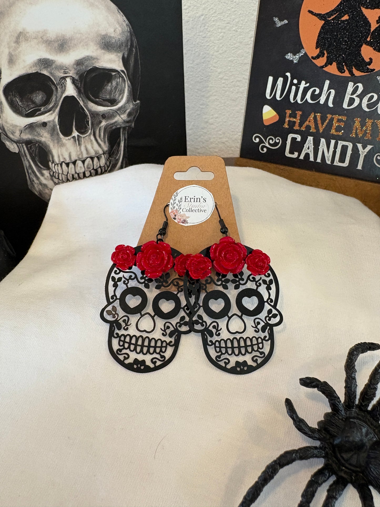Halloween Earrings - Day of the Dead Sugar Skull Earrings