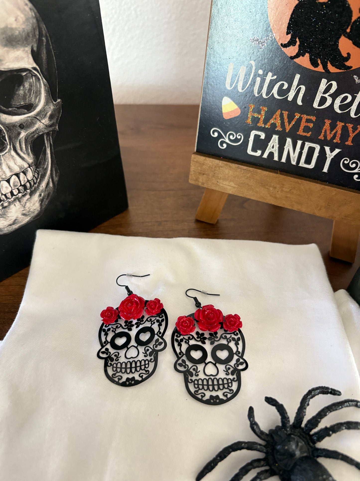 Halloween Earrings - Day of the Dead Sugar Skull Earrings