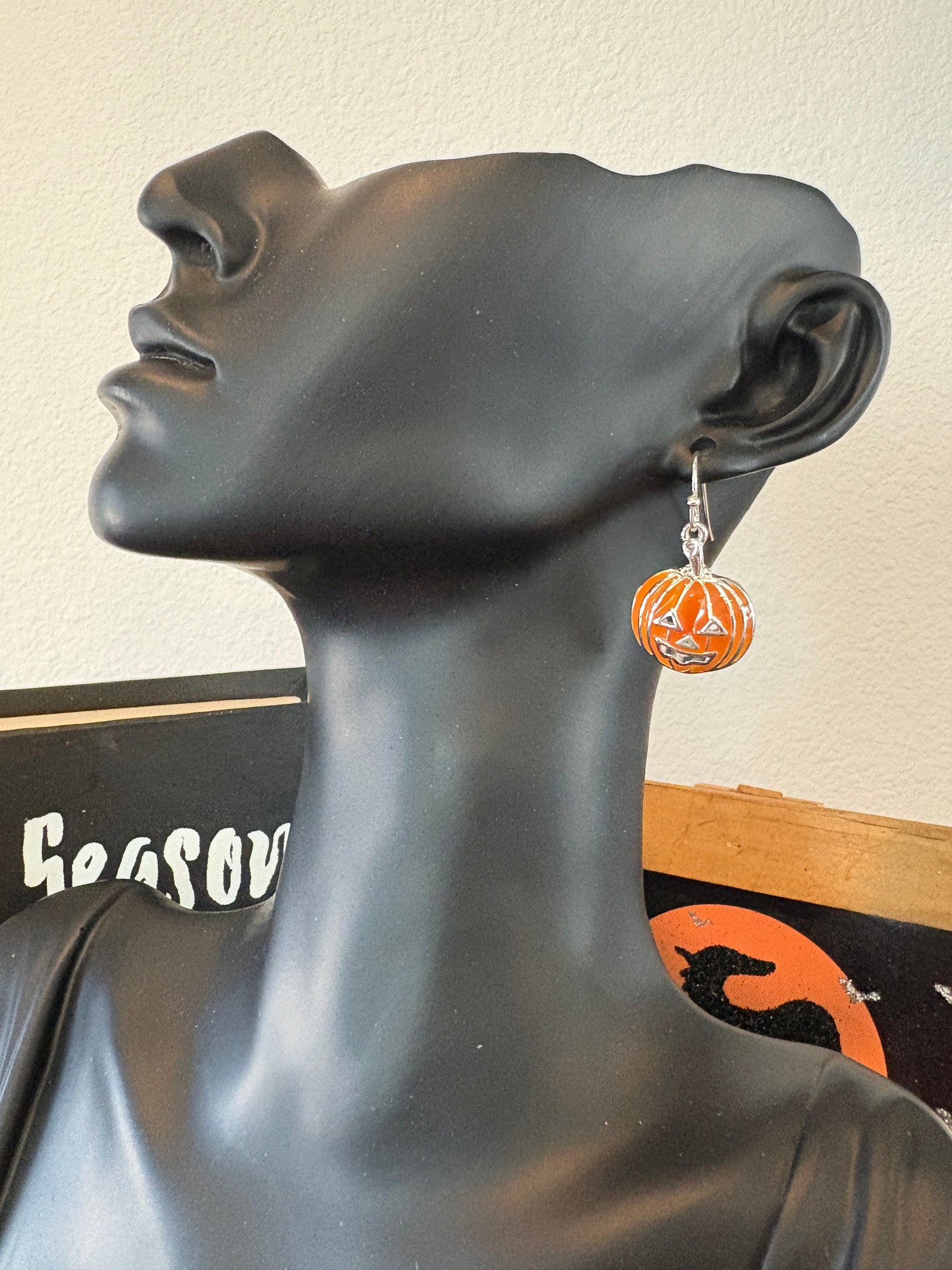 Halloween Earrings - Jack-o'-Lantern Dangle Earrings