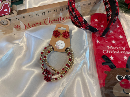 Holiday Red Bow Gift Set - Festive Jewelry to Celebrate the Holidays