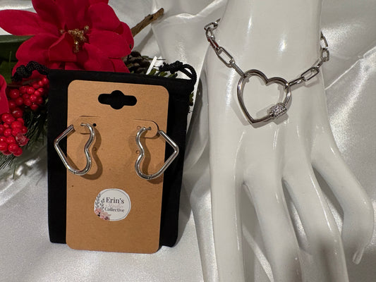 Holiday Heart Jewelry Set in Silver - Wrapped in love, ready to give