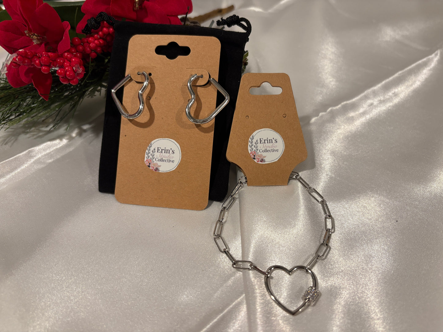 Holiday Heart Jewelry Set in Silver - Wrapped in love, ready to give