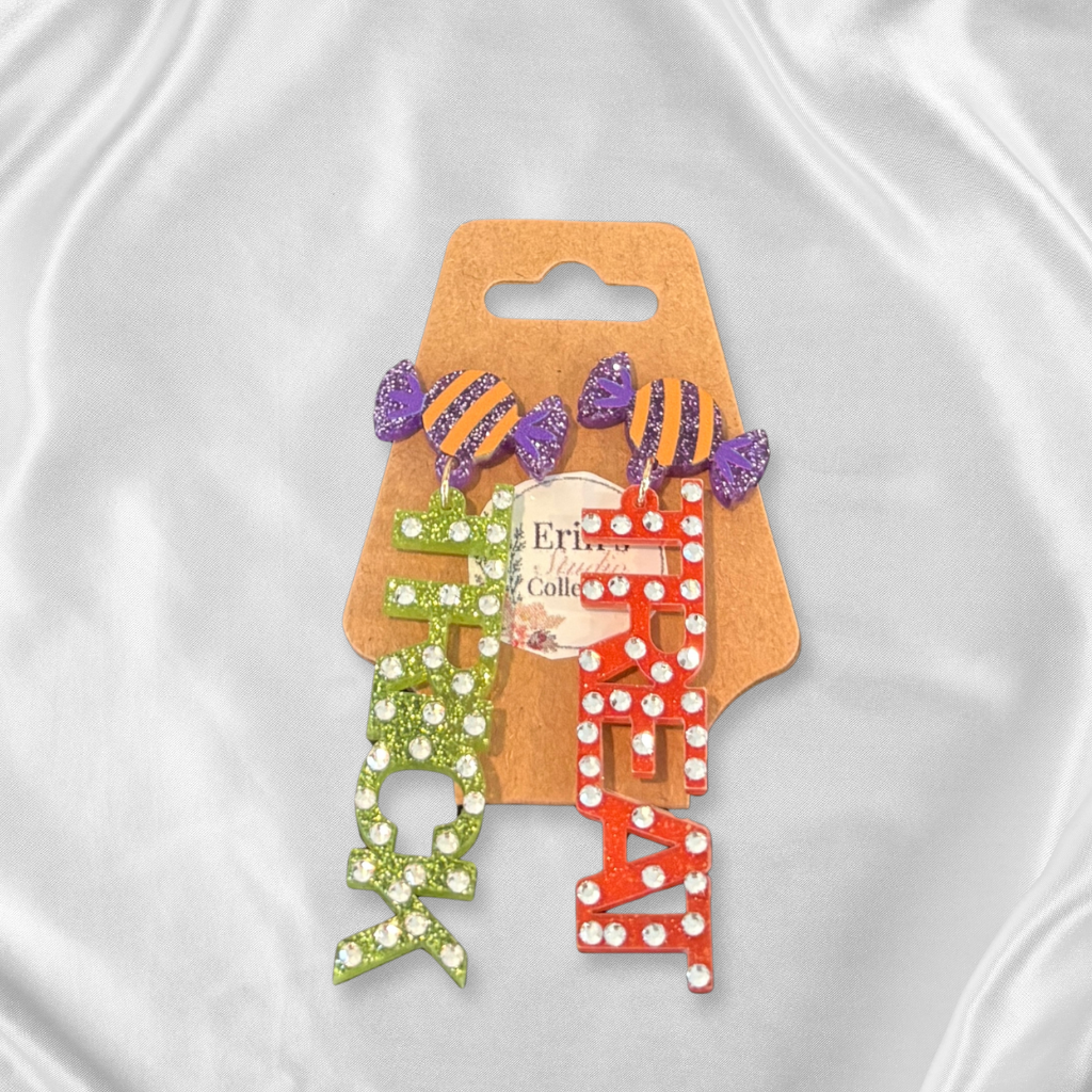 Halloween Earrings - Resin "TRICK" & "TREAT" Earrings